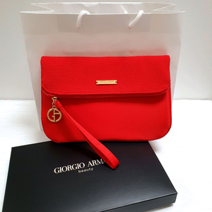 아르마니 파우치 클러치 레드 손잡이