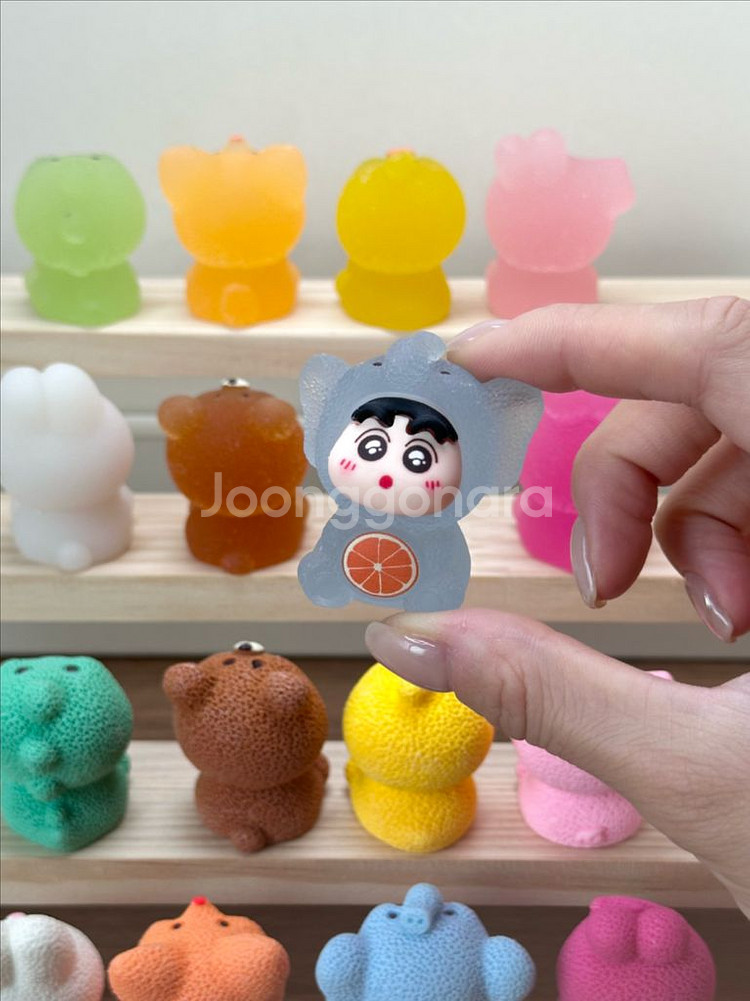 수지 제작 피규어 야광 짱구 과일 동물 캐릭터 미니어처 오브제--2