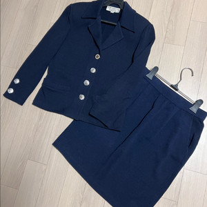 센존 ST.JOHN 니트 자켓 스커트 투피스 정장 세트 셋업 네이비 세인트존