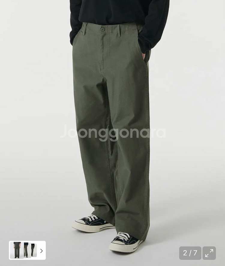 무신사스탠다드 백사틴 와이드 오피서 팬츠 카키 31--0