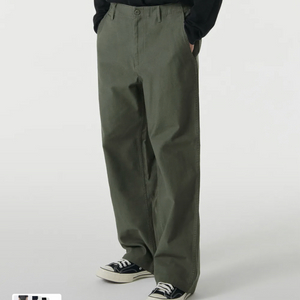 무신사스탠다드 백사틴 와이드 오피서 팬츠 카키 31