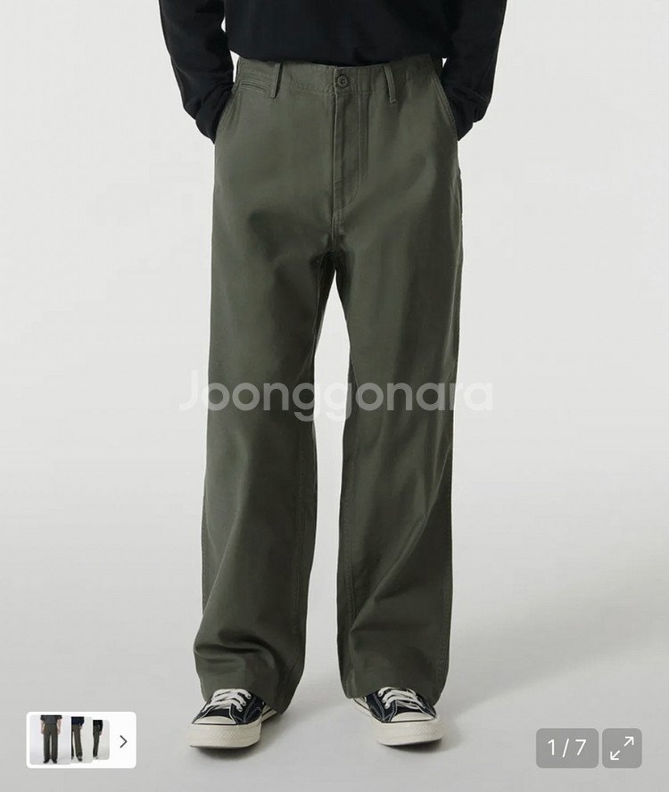 무신사스탠다드 백사틴 와이드 오피서 팬츠 카키 31--1