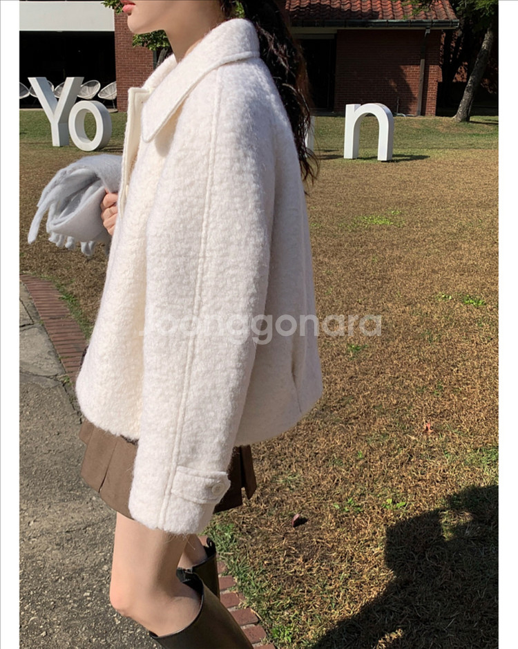 디어먼트 울 덤블 하프 싱글 코트--4