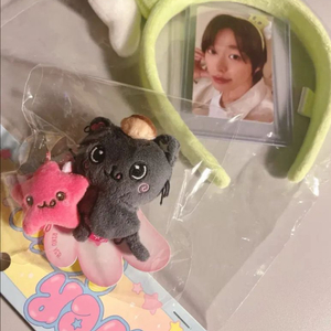 *쿠리 미니돌 키링 + 에버랜드 위츄 머리띠, 리쿠 포카 세트 인형