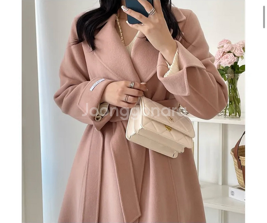 러빈 플레어 핸드메이드 울 100% 롱 코트 (새상품)--2