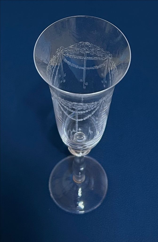 체코 보헤미아 크리스탈 빈티지 플루트 잔/ 2개 세트 이미지