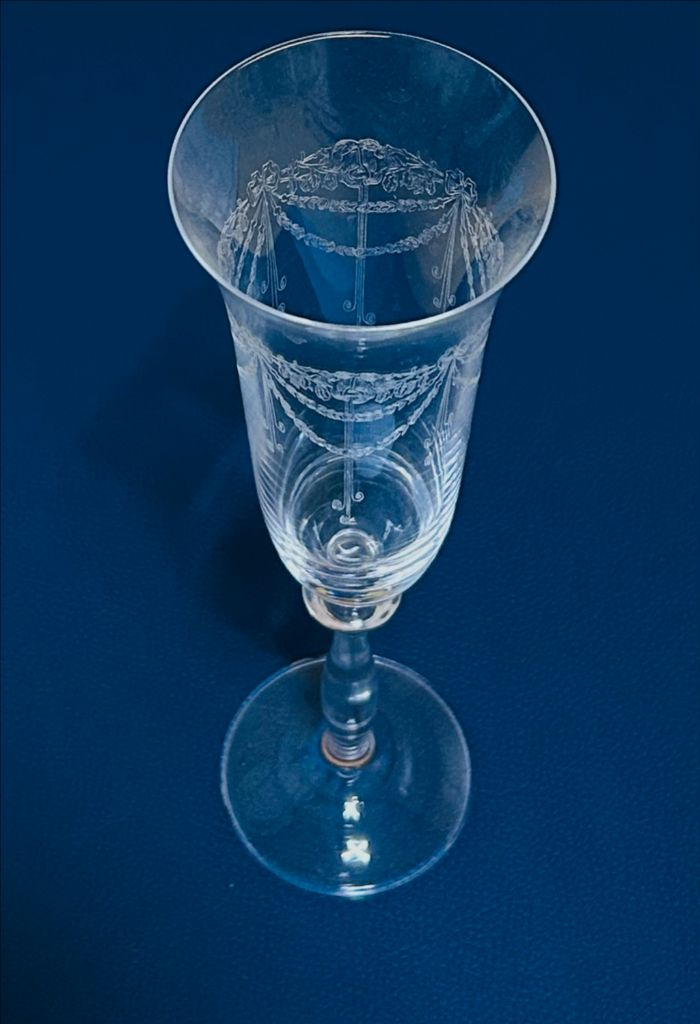 체코 보헤미아 크리스탈 빈티지 플루트 잔/ 2개 세트 이미지