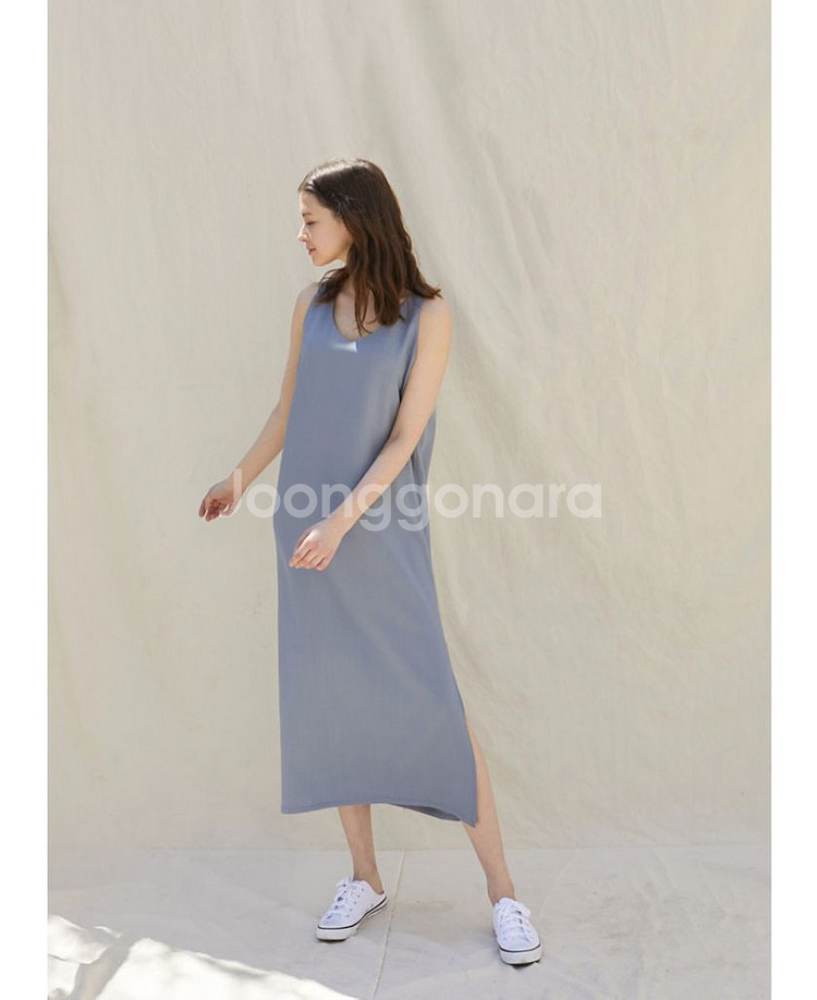 미착용) 플라이런웨이 원피스 스카이블루 롱드레드 민소매--1