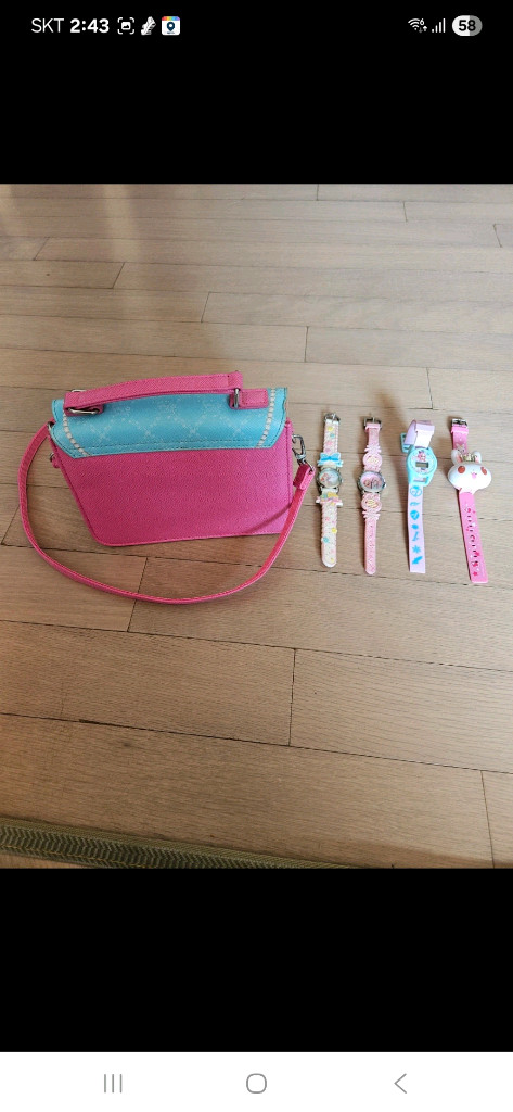 시크릿 쥬쥬가방&시크릿 쥬쥬디지털시계2종+전자시계+토끼전자시계워치 4종 세트 + 가방--2