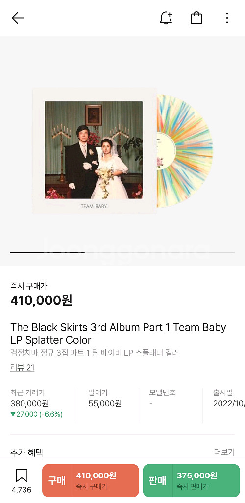 검정치마 팀 베이비 LP 스플래터 컬러--4