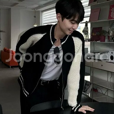 니트 하찌 집업 크롭 숏 블루종 나그랑 가디건 블랙 화이트 아이보리--0