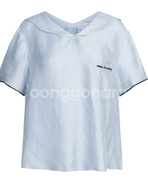 럭키슈에뜨 앞자수 변형카라 블라우스--5