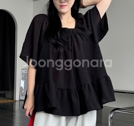 (새상품) 블랙 모네 블라우스--0