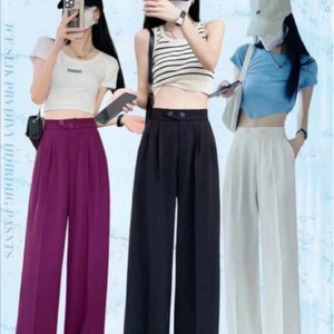 (새상품)찰랑 실크 하이웨스트 와이드 슬랙스 블랙