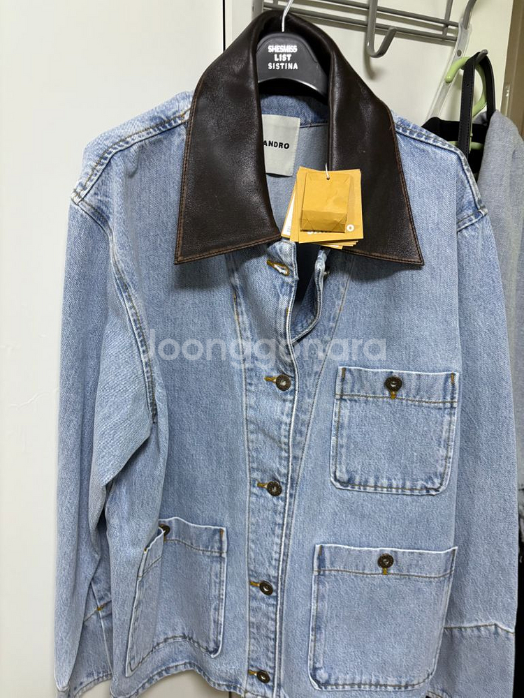 산드로 가죽 데님 자켓(새제품택달림)--3