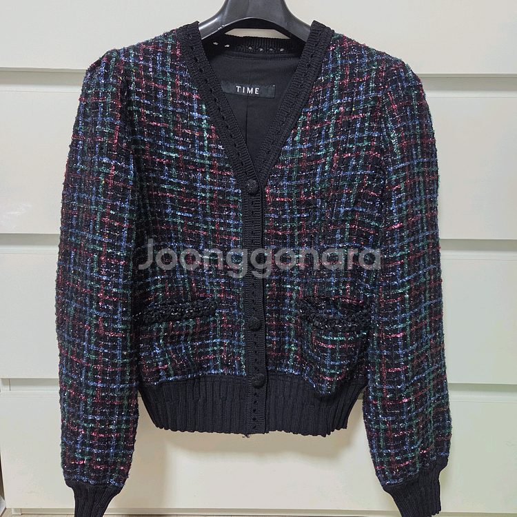 타임 글리터 체크 가디건 랑방 마인 더캐시미어 시스템--2