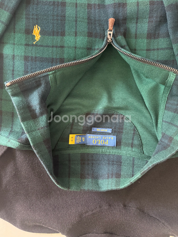 폴로 랄프로렌 타탄 히프집업 플리스--1