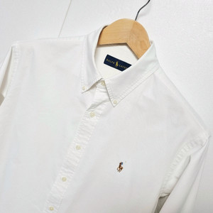 남성 폴로 화이트 흰색 옥스퍼드 긴팔 남방 셔츠 옥스포드