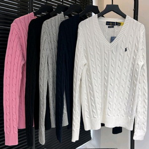 새상품 폴로 V넥 여성 꽈배기니트