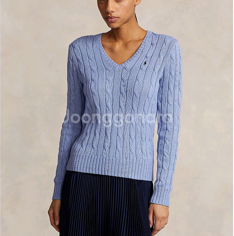 새상품 폴로 V넥 여성 꽈배기니트--4