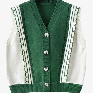 초록 여성 니트 베스트