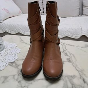 여성 버클 장식 앵글 부츠