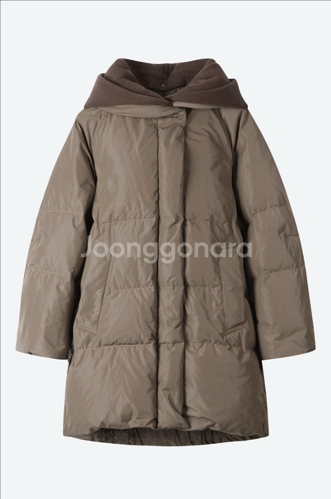 한섬 시스템 후드니트 구스 패딩--3