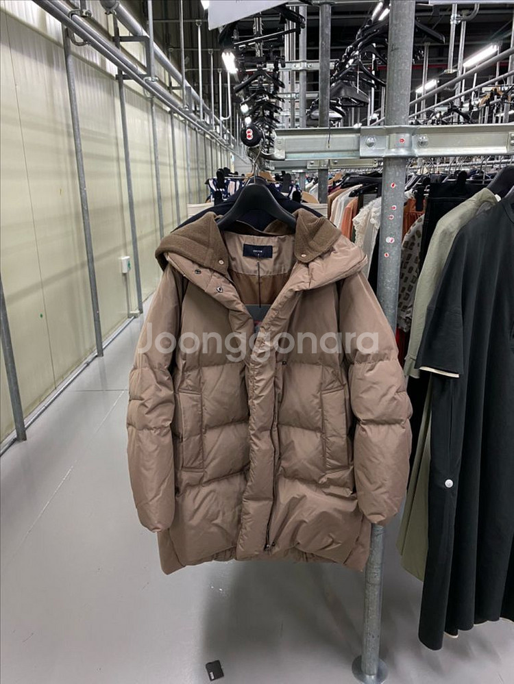 한섬 시스템 후드니트 구스 패딩--0