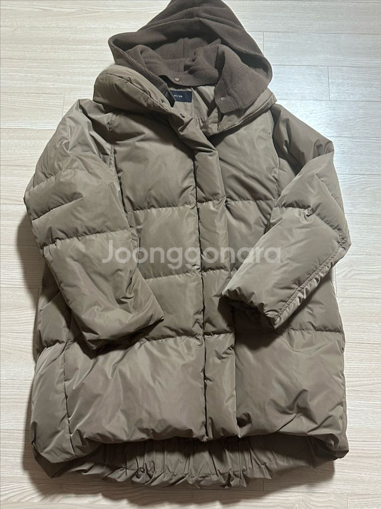 한섬 시스템 후드니트 구스 패딩--4