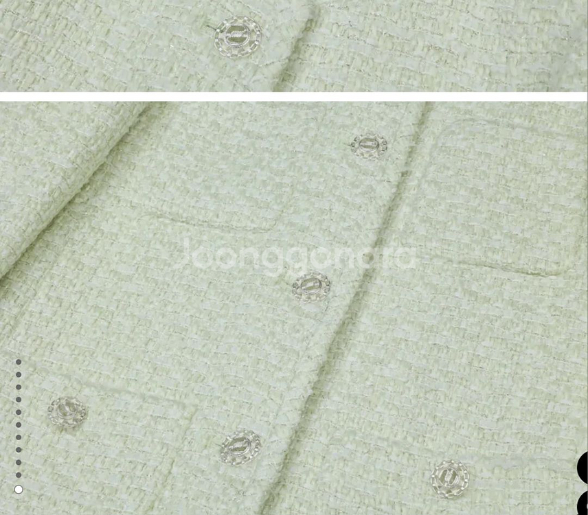 미착용) 라인 Line 트위드 자켓 라임색상 봄자켓--5