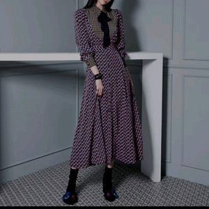 (무배-새제품)딘트 믹스패턴 롱셔츠원피스+플로피햇