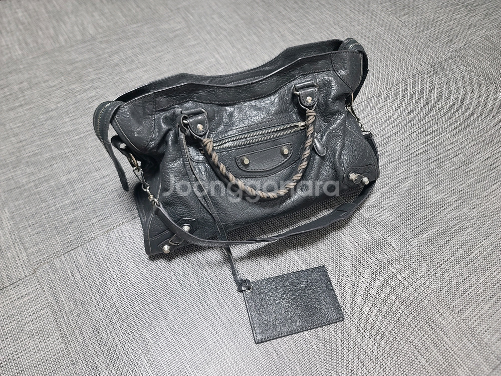 발렌시아가 모터백 미디움 숄더백 시티백 토트백 그레이--0