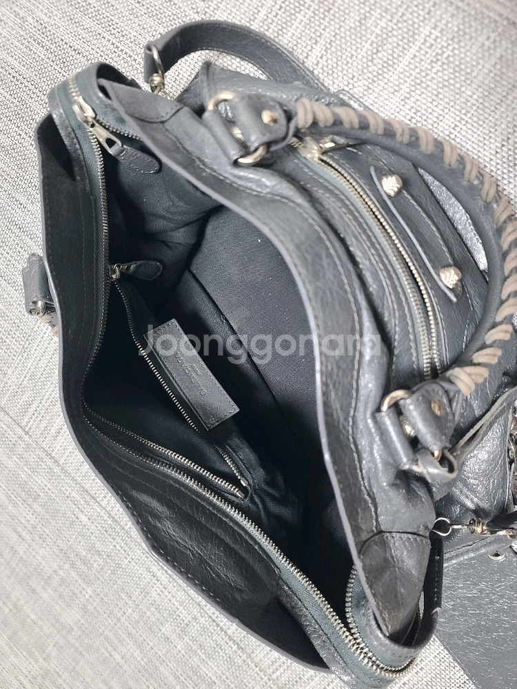 발렌시아가 모터백 미디움 숄더백 시티백 토트백 그레이--4