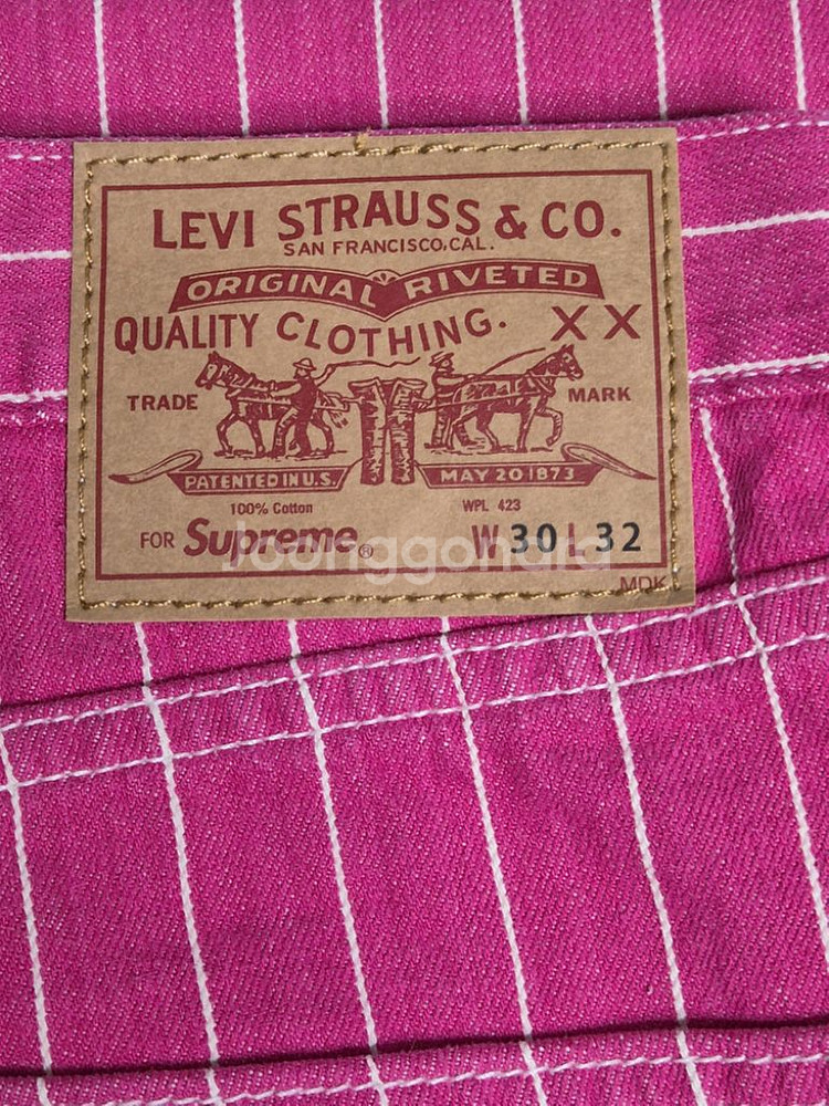 [30] 슈프림 리바이스 핀스트라이프 550진 마젠타--7