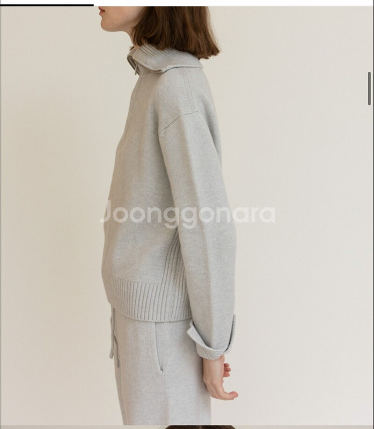 레베드보야지 울100 니트집업 셋업/차콜/F--0