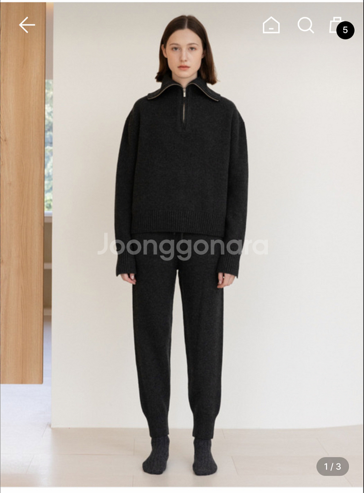 레베드보야지 울100 니트집업 셋업/차콜/F--1