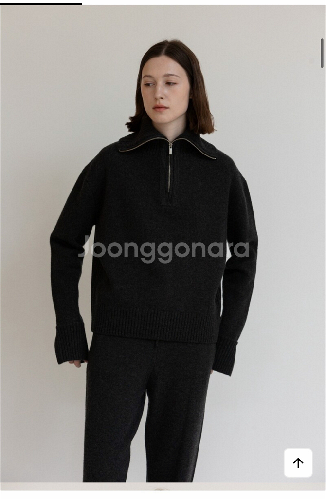 레베드보야지 울100 니트집업 셋업/차콜/F--2