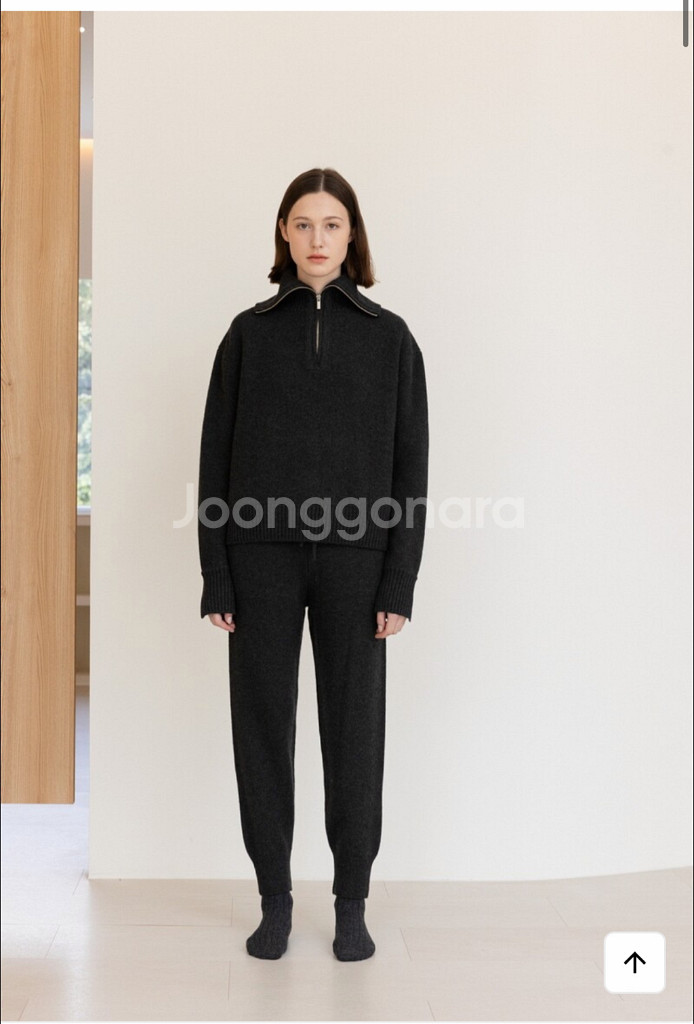 레베드보야지 울100 니트집업 셋업/차콜/F--4