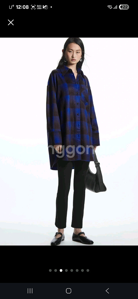 코스 COS 여자 체크 울 블렌드 튜닉 셔츠--0