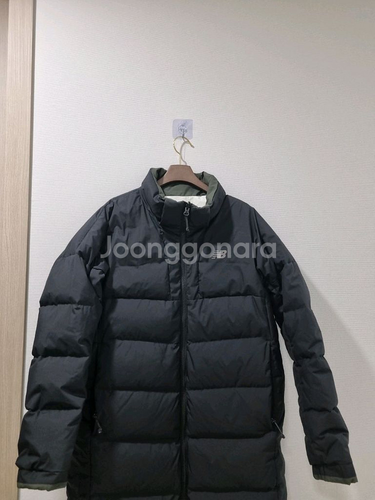 뉴발란스 블랙 구스다운 양면 롱패딩--1