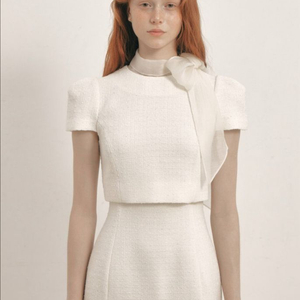 플로움 오버레이 스카프 드레스 원피스 크림 S