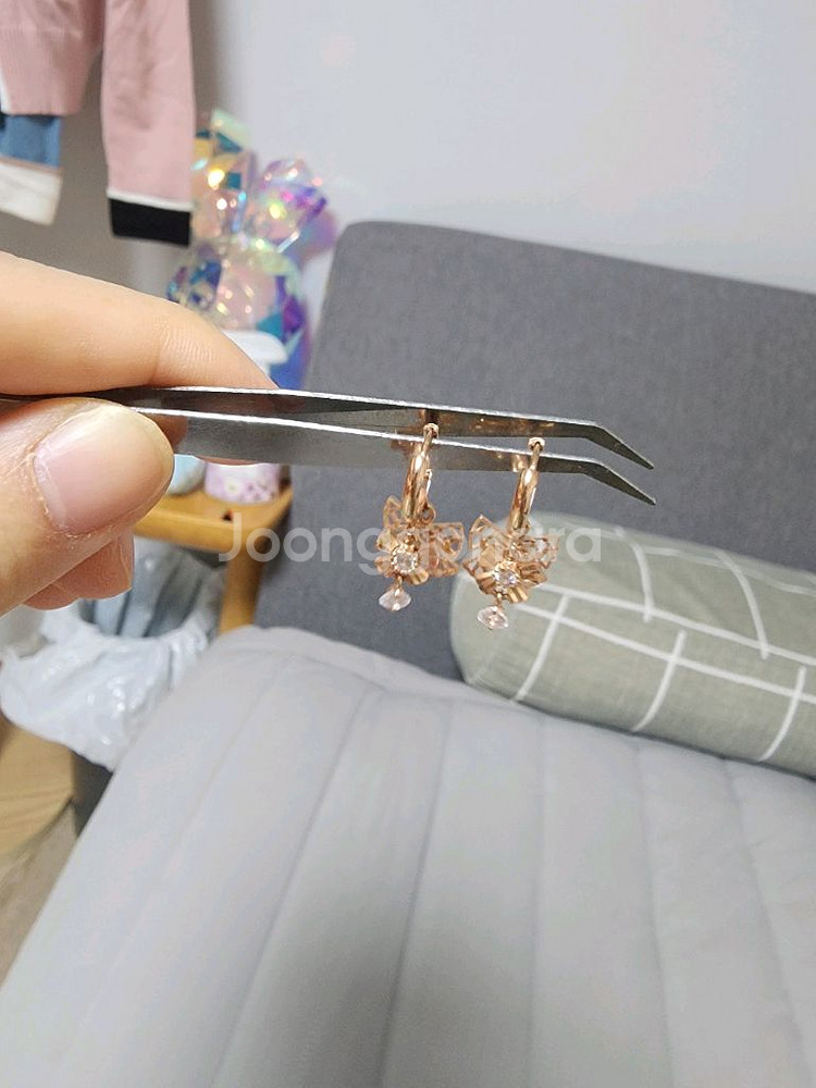 14k 골드 꽃 모티브 귀걸이--3