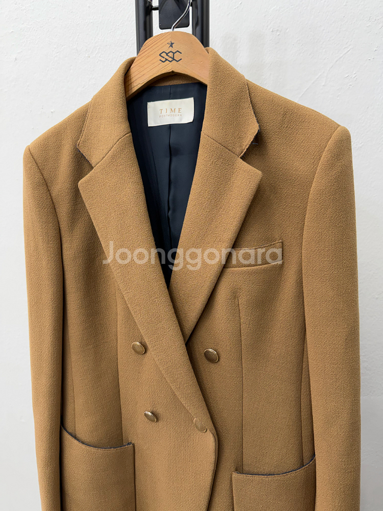 정품) TIME 타임 한섬 여성 더블 브레스트 캐멜 자켓 55-66--2