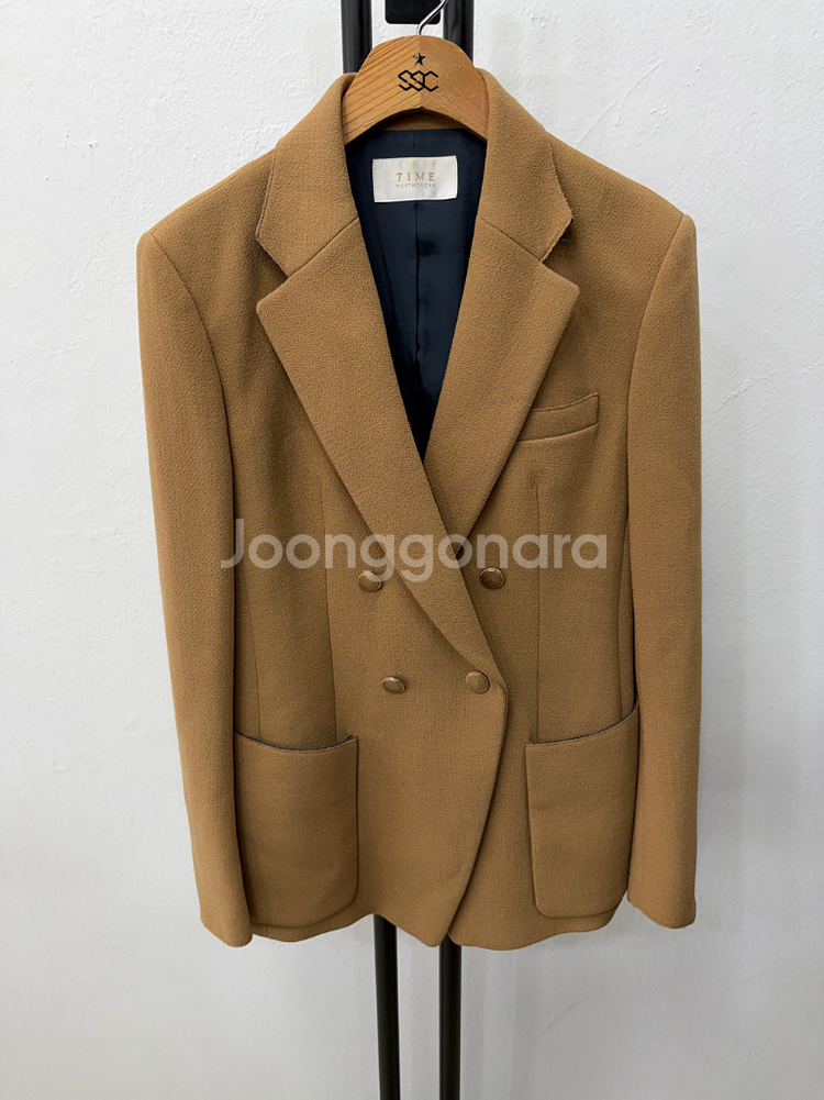 정품) TIME 타임 한섬 여성 더블 브레스트 캐멜 자켓 55-66--0