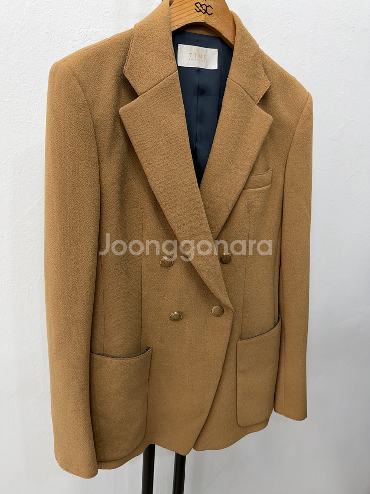 정품) TIME 타임 한섬 여성 더블 브레스트 캐멜 자켓 55-66--1