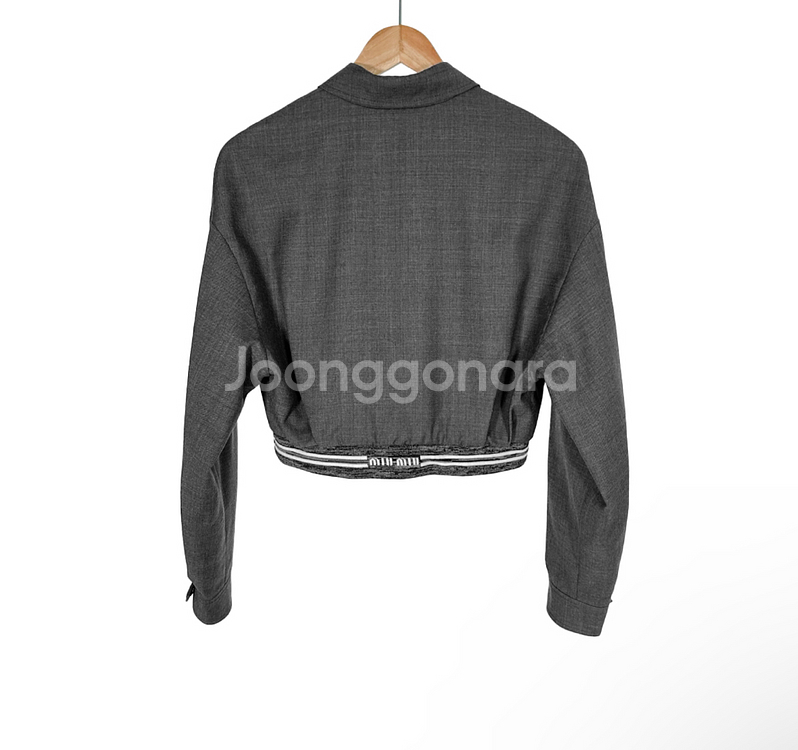 [38] 미우미우 여성 그리자이유 패치 크롭 블루종 자켓 슬레이트 그레이--2