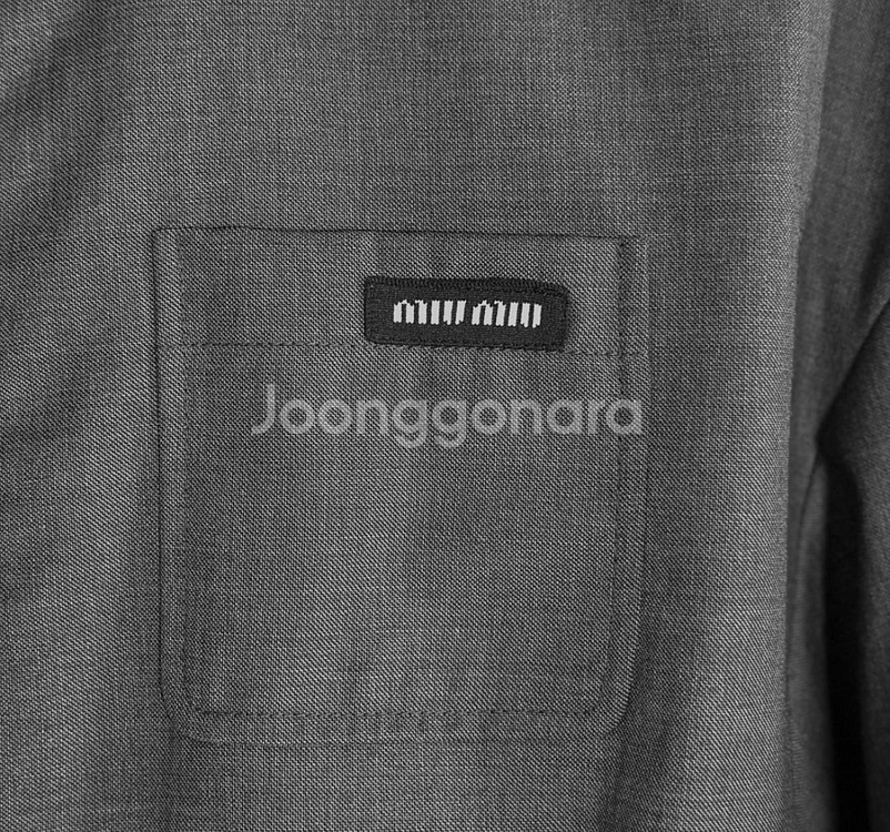 [38] 미우미우 여성 그리자이유 패치 크롭 블루종 자켓 슬레이트 그레이--3