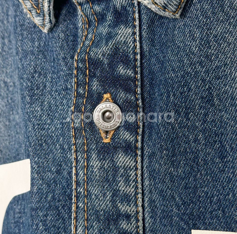 [44] 발렌티노 남성 까르피 더블 포켓 V 빅로고 데님 청셔츠 자켓--3