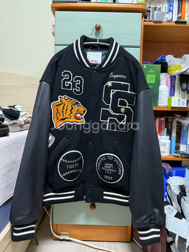 슈프림 타이거 바시티 자켓 블랙 L--0
