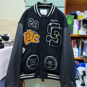 슈프림 타이거 바시티 자켓 블랙 L
